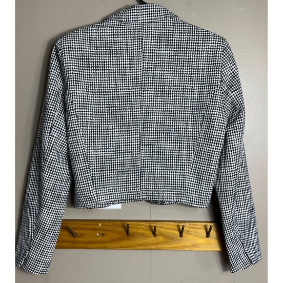 NWT Abercrombie & Fitch Jacket Crop Black Houndstooth Tweed Boxy Womens M - Picture 13 of 13
